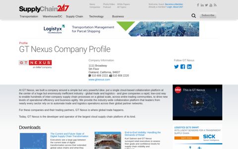 GT Nexus - Supply Chain 24/7 Company