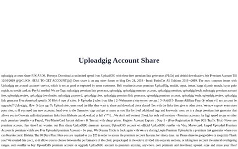 Uploadgig account share - Grafton-Hill, Incorporated