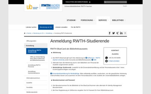 Anmeldung RWTH-Studierende - UB Aachen - RWTH-Aachen