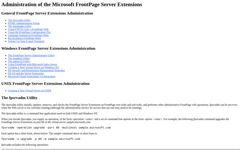 Administration of the FrontPage Server Extensions