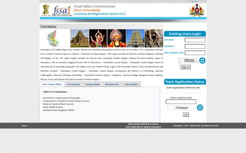 FSSAI-(Karnataka)-Information about Food Safety Department