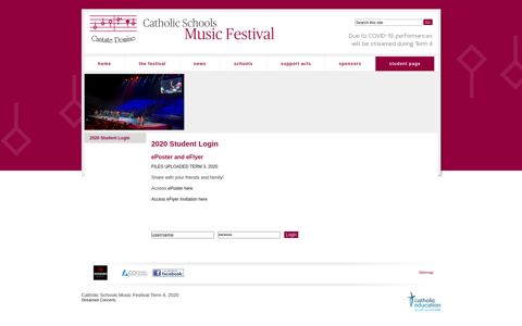 2020 Student Login - Catholic Schools Music Festival