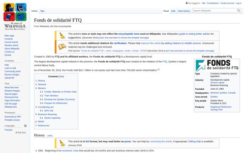 Fonds de solidarité FTQ - Wikipedia