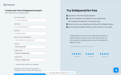 Get started with GoSquared for free – GoSquared