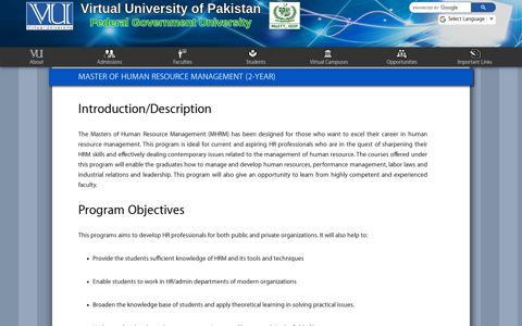 Master Of Human Resource ... - Virtual University of Pakistan