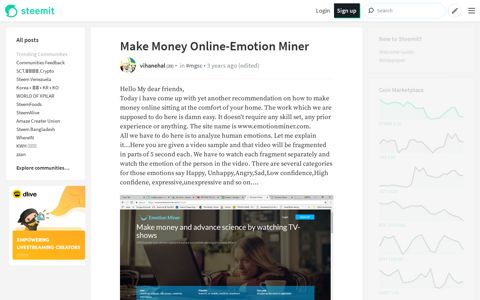 Make Money Online-Emotion Miner — Steemit