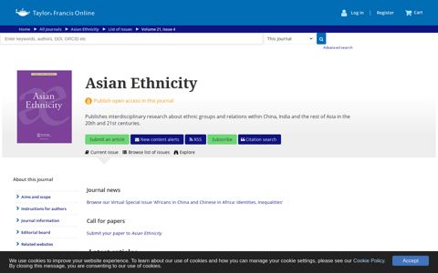 Asian Ethnicity: Vol 21, No 4 - Taylor & Francis Online