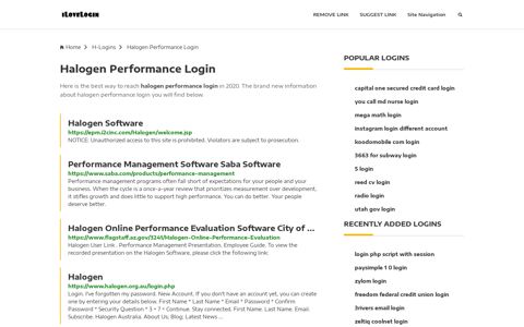 Halogen Performance Login ❤️ One Click Access - iLoveLogin