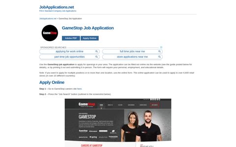 GameStop Job Application - Adobe PDF - Apply Online