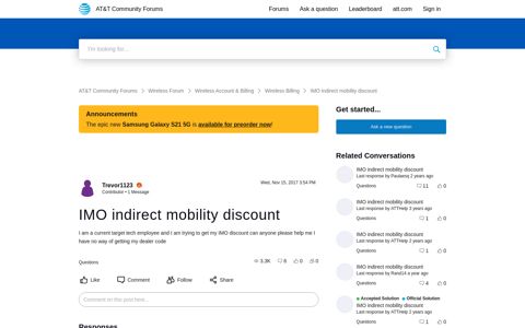 IMO indirect mobility discount | AT&T Community Forums