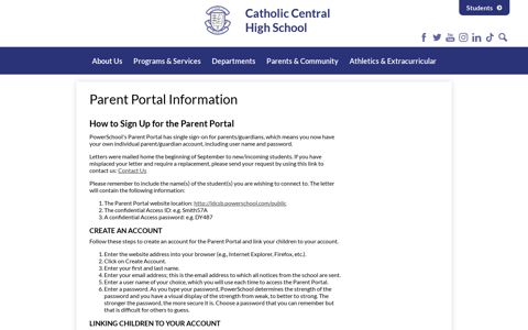 Parent Portal Information - Catholic Central High School