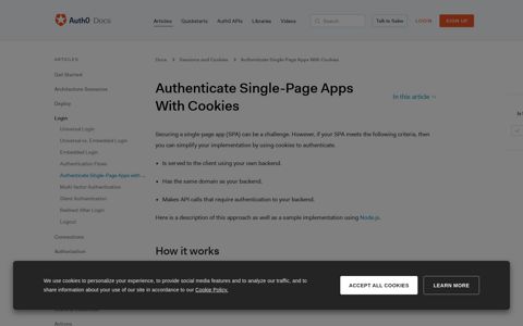 Authenticate Single-Page Apps With Cookies - Auth0