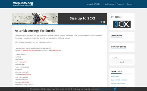 Asterisk settings for Eutelia - VoIP-Info