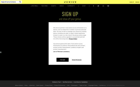 Sign up! | Genius