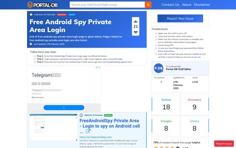 Free Android Spy Private Area Login - Portal-DB.live