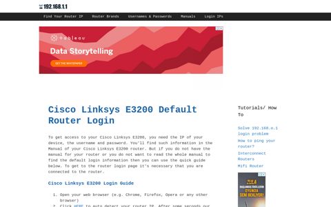 Cisco Linksys E3200 - Default login IP, default username ...