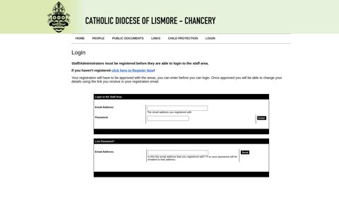 Diocese of Lismore :: Login - the Chancery...