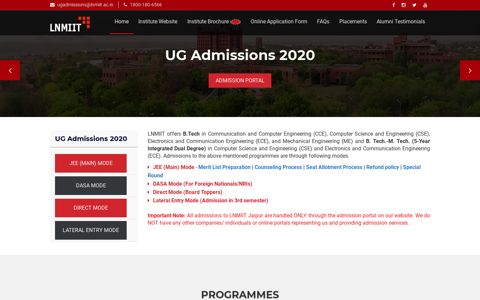 UG Admissions - Online Admission LNMIIT