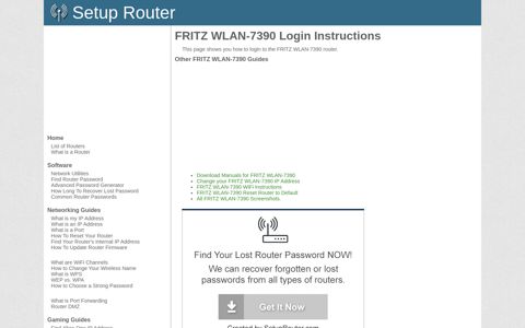 Login to FRITZ WLAN-7390 Router - SetupRouter