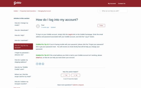 How do I log into my account? – Gobble