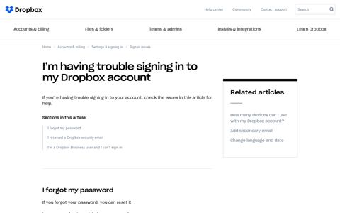 I'm having trouble signing in to my Dropbox account | Dropbox ...