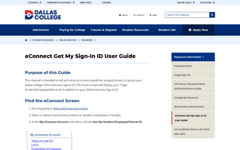eConnect Get My Sign-In ID User Guide – Password – Dallas ...