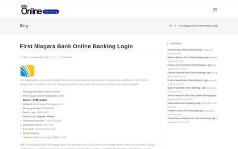 First Niagara Bank Online Banking Login