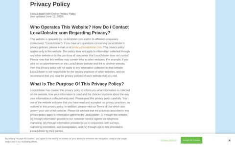 Privacy Policy - LocalJobster.com