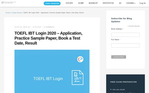 TOEFL IBT Login 2020 - Application, Practice Sample Paper ...
