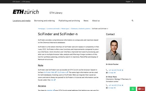 SciFinder and SciFinder-n – ETH Library | ETH Zurich