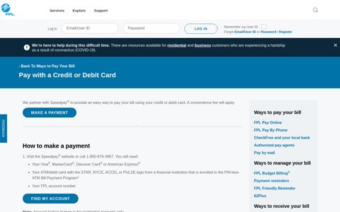 Pay with a Debit or Credit Card - FPL