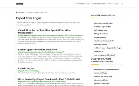 Esped Com Login | Allgemeine Informationen zur Anmeldung