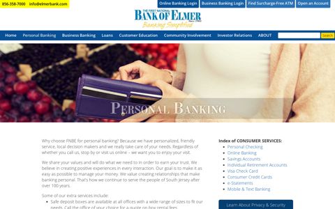Personal Banking | First National Bank of Elmer
