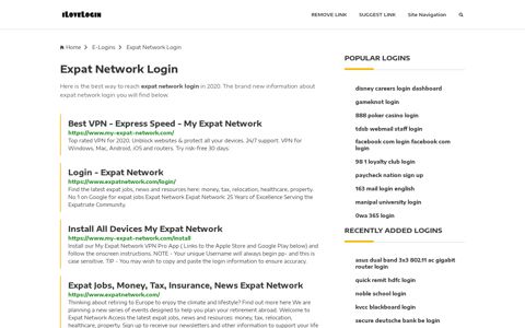 Expat Network Login ❤️ One Click Access - iLoveLogin