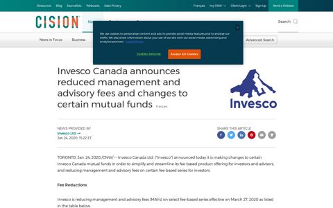 Invesco Canada announces reduced management and ...