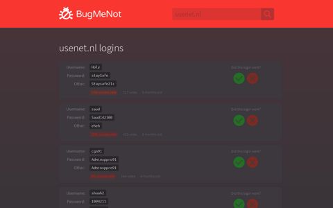 usenet.nl logins - BugMeNot