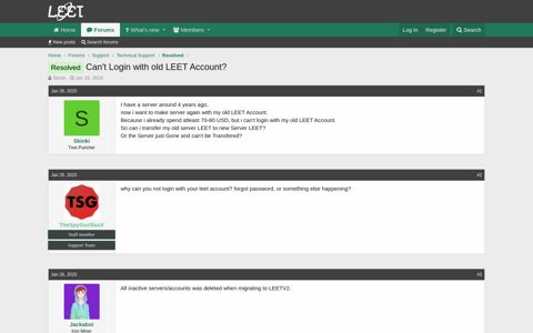 Resolved - Can't Login with old LEET Account? | LEET Forums