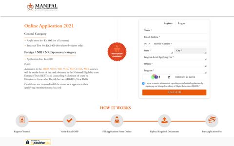 MAHE Online Application 2020 (Formerly Manipal University)