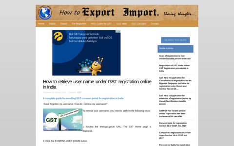 How to retrieve user name under GST registration online in India