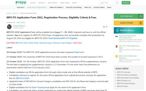 IBPS PO Application Form 2020, Registration Process ...