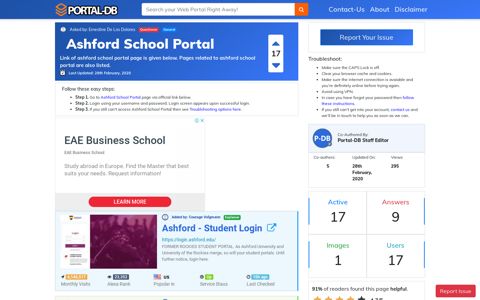 Ashford School Portal