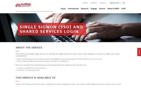 Single Signon (SSO) and Shared Services Login - Griffith ...
