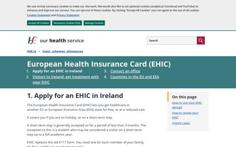 Apply for an EHIC in Ireland - HSE.ie