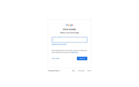 Contas Google: Iniciar sessão