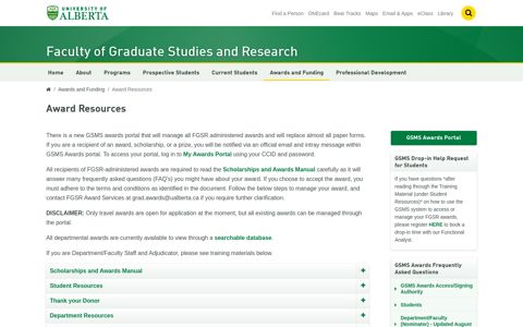 Award Resources - University of Alberta