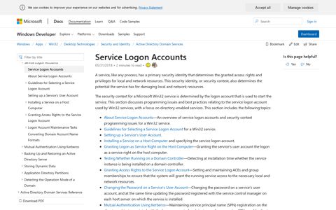 Service Logon Accounts - Win32 apps | Microsoft Docs