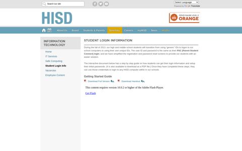Information Technology / Student Login Info - Houston ISD