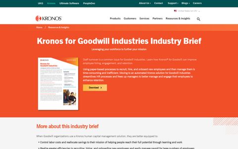 Kronos for Goodwill Industries Industry Brief | Kronos