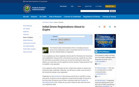 Initial Drone Registrations About to Expire