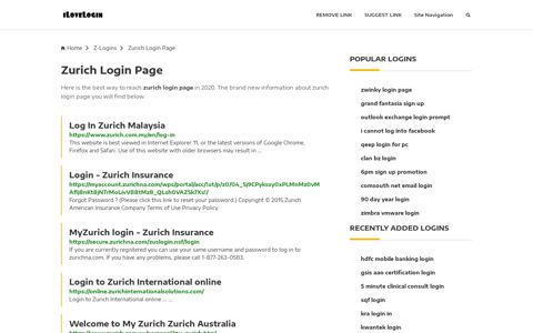 Zurich Login Page ❤️ One Click Access